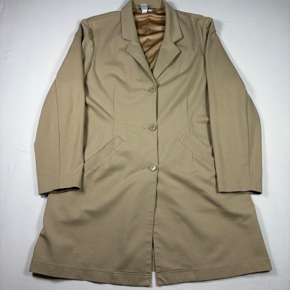 Isabella Bird Longline Jacket Minimalist Quiet Luxury Academia Tan Women XL